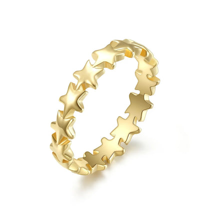 Stainless Steel Star Eternity Stackable Ring Wedding Band for Women Girl Size 5-9