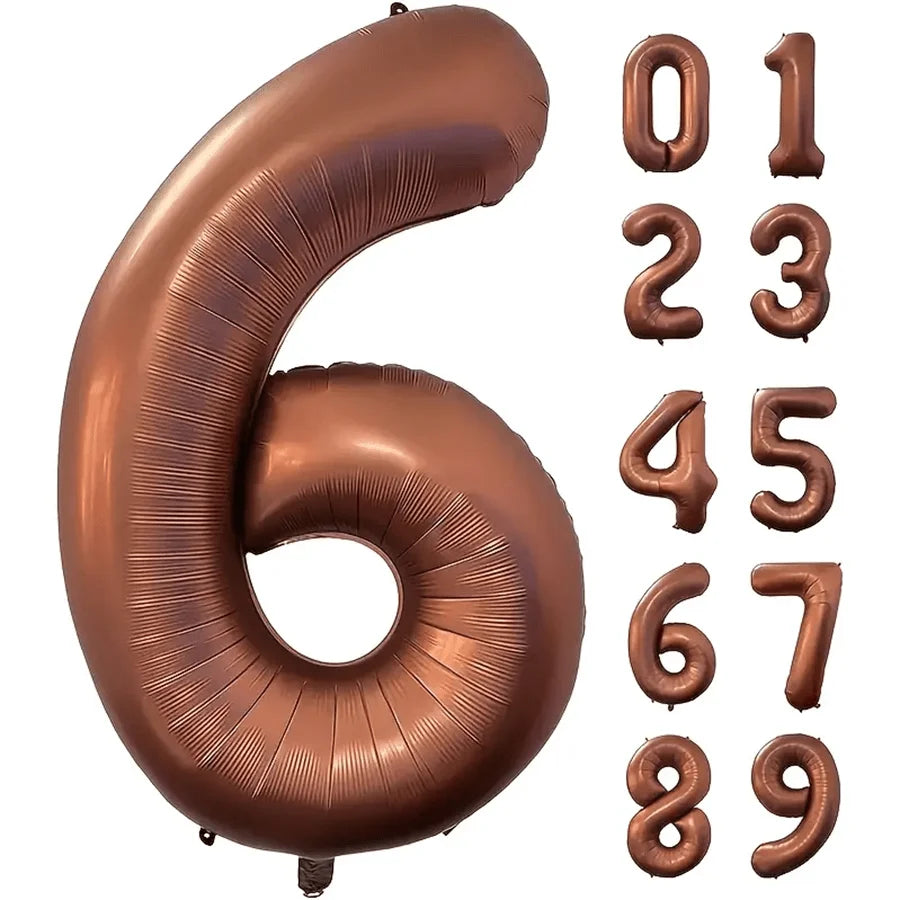 40 Inch Foil Number Balloon Set | Brown Birthday Party Decoration