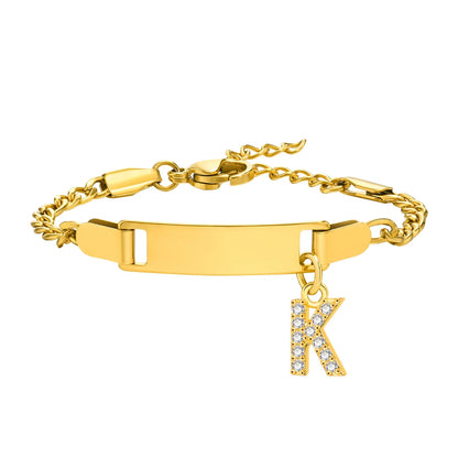 Personalized Name Bracelet With Initials for Boy Girl, Free Engraving Date ID Wristband Birthday Gift