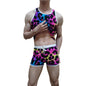 Sets Men's Tank Top Men's Sleeveless Top and Swimming Trunks Short Beach Pants Ice Silk Print Comfortable Fashion Outdoor Sports