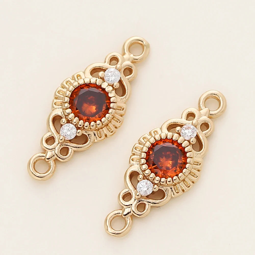5/10Pcs/Pack 18K Gold Color Plated Metal Brass 2 Holes Oval Connector Pendants for DIY Necklace Jewelry Making Accessories