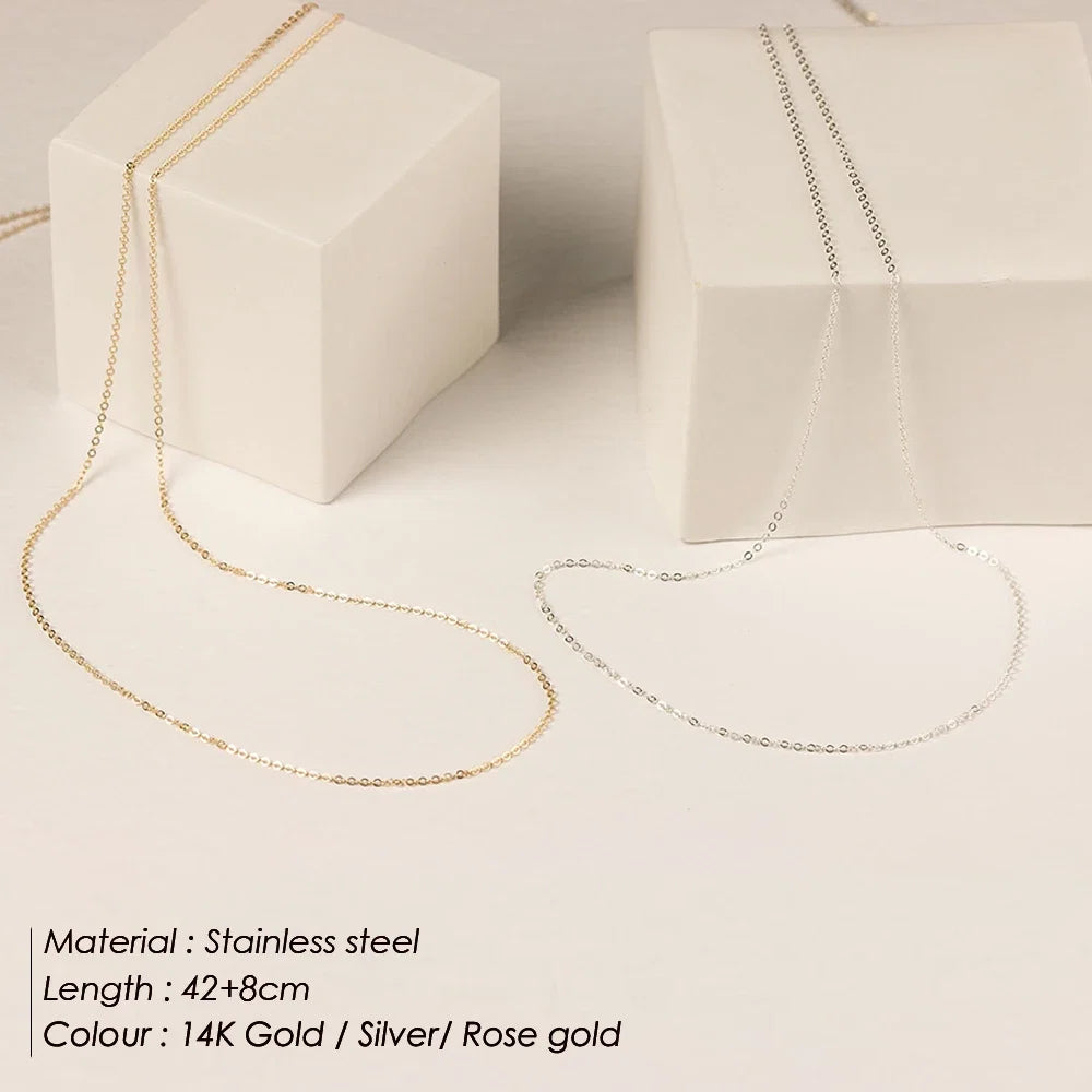 Fine Chain Necklace Stainless Steel Gold Color Pendants Short Long Statement Women Colar Gift Stainless Steel Jewelry Wholesale