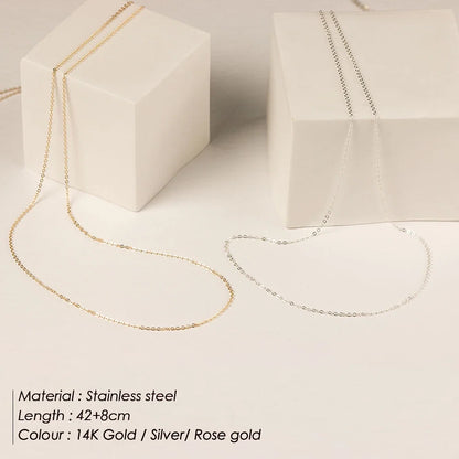 Fine Chain Necklace Stainless Steel Gold Color Pendants Short Long Statement Women Colar Gift Stainless Steel Jewelry Wholesale