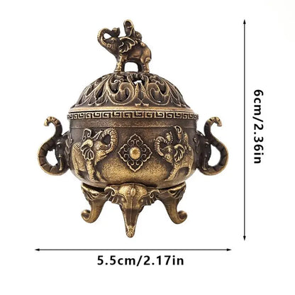 Elephant Lotus Incense Burner | Metal Incense Holder for Yoga Meditation
