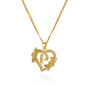 Zircon Flower Initials Necklaces For Women Stainless Steel Heart Gold Color Letter Chain Collar 2025 New Trend Wedding Jewelry