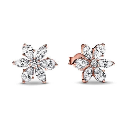 European New 925 Silver Butterfly Flower Stud Earrings, Fit Women's Festival Exquisite Charm Jewelry Gifts