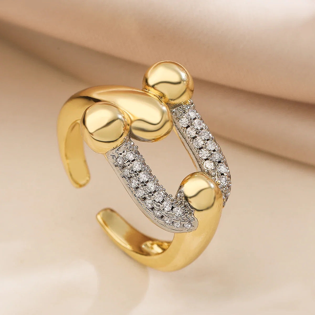 NEWBUY Brand Luxury AAA Cubic Zirconia Pave Setting Copper Jewelry Gold/Silver Mix Color Wedding Rings For Women Gift