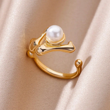 Stainless Steel Rings For Women Gold Color Fashion Heart Zircon Opening Ring Female Finger Wedding Party Jewelry Gift
