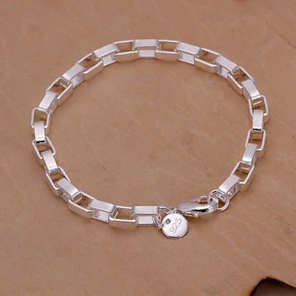 8 Inch 18K Gold Bracelet 5MM Sideways Chain Bracelet For Woman Men Fashion Wedding Engagement 925 Sterling Silver Jewelry Gifts