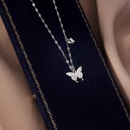 925Silver Butterfly necklace for women in summer, niche, versatile, exquisite, luxurious, high-end, collarbone chain