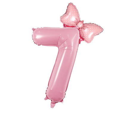 Number Foil Balloon Set with Bows | Birthday Party Decor