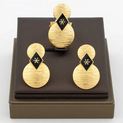 Dubai Gold Color Earrings Copper Adjustable Big Rings For Women Irregular Earrings Exquisite Bridal Jewelry Party Daily Wear