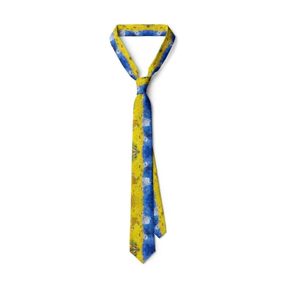 New Van Gogh Oil Painting Tie For Men Star Moon Night Retro Fun 8cm Wide Slim Necktie Accessories Daily Wear Wedding Party Gift