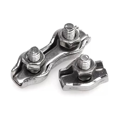 Waterproof Stainless Steel Wire Rope Clips | Single and Double Grips for M2-M6 Cable