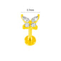100% 316L Surgical Steel Flower Labret Piercing Butterfly Bee Tragus Snake Cartilage Helix Flat Back CZ Earrings Body Jewelry