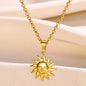 Stainless Steel Sun Sunflower Pendant Necklace For Women Gold Color Round Charm Clavicle Chain Necklaces Fashion Jewelry Gift
