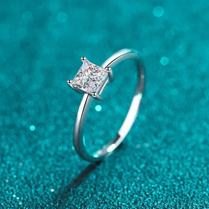 NeeTim 0.6 Carat Princess Moissanite Engagement Ring Women Proposal Bridal Rings Sterling Silver Wedding Band with Certificate