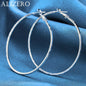 ALIZERO 925 Sterling Silver Earrings Simple Round Circle Hoop Earrings For Woman Fashion Wedding Engagement Charm Jewelry Gifts