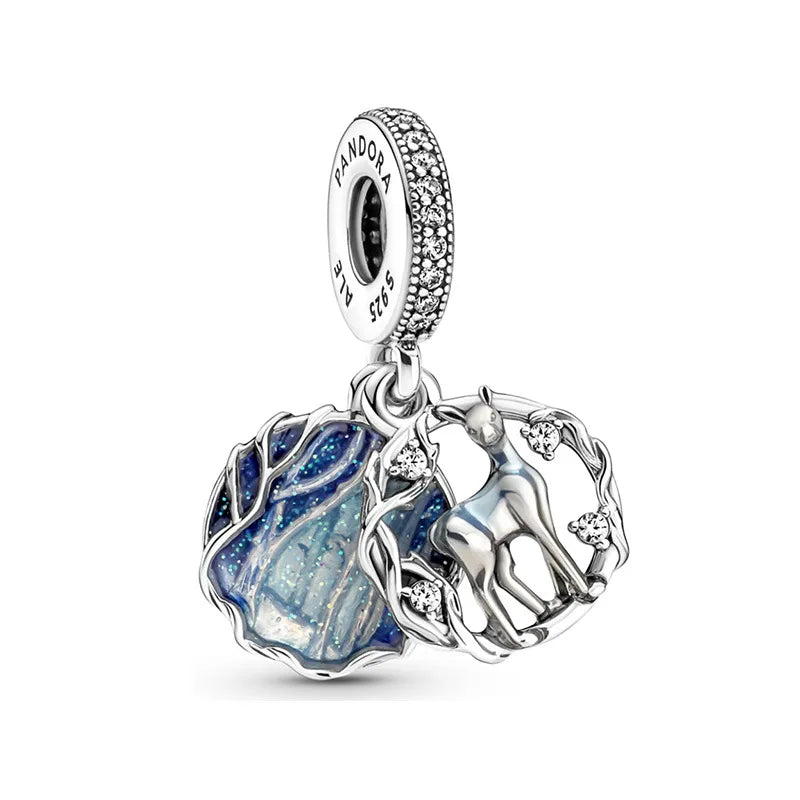 European Summer Blue Series Turtle Flower Pendant Fit S925 European 925 Sterling Silver Bracelet Bangles Necklace
