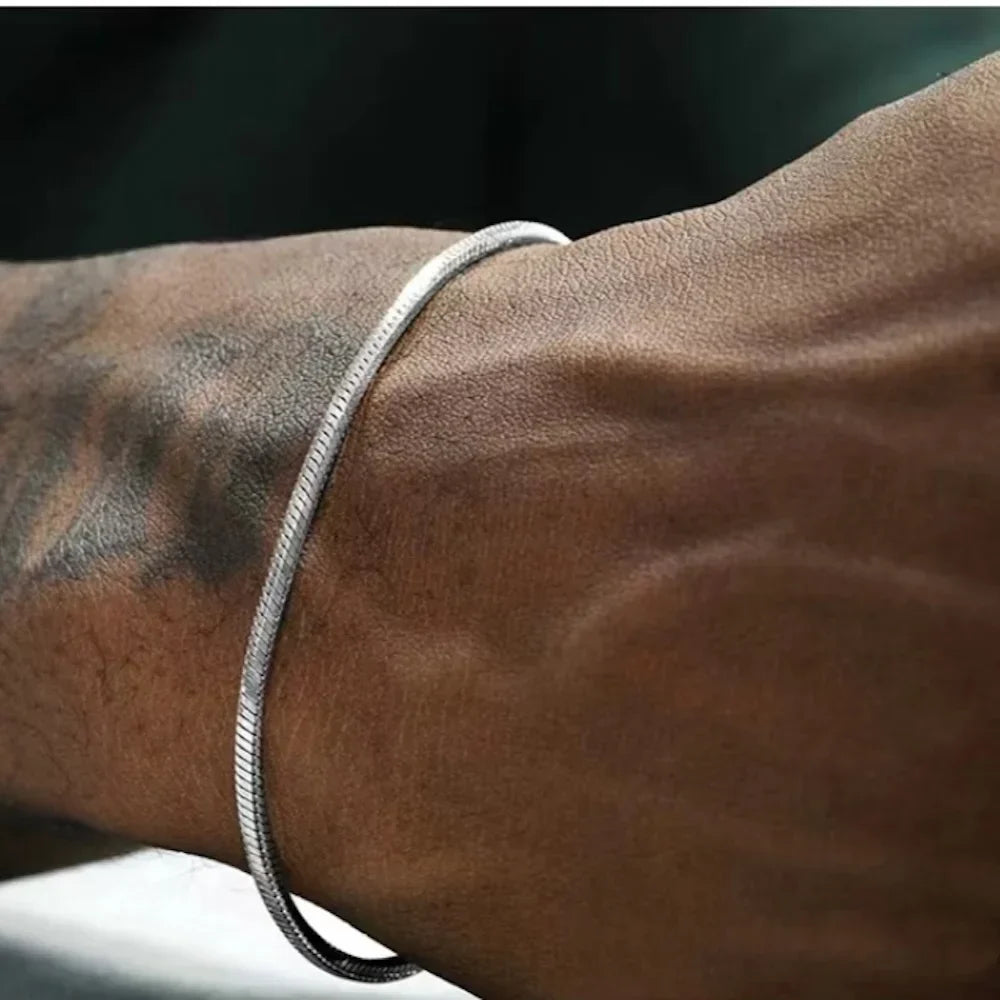 ALIZERO 925 Sterling Silver 3mm Snake Chain Bracelet For Men Women Punk Hip Hop Bracelet Fashion Party Jewelry Wholesale 16-23cm