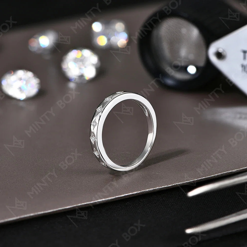 MINTYBOX Stars S925 Silver Moissanite Wedding Band Rings for Women Lab Diamond Engagement Ring 18K Plated Fine Jewelry