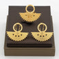 New Design Earrings Jewelry Set for Women Fashion 18k Gold Plated Copper Resizable Ring and Earrings for Dubai Retro Jewelry