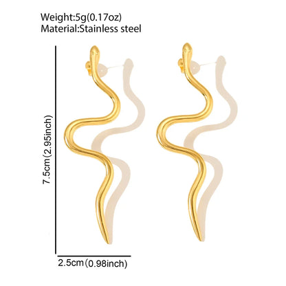 Stainless Steel Earrings Europe And The United States Design Snake Stud Fine Earrings For Women Jewelry Trending Products New in