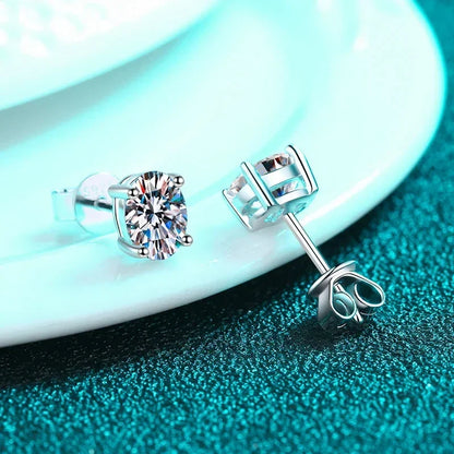 NeeTim 2 Carat Oval D Color Moissanite Stud Earrings For Women 925 Sterling Silver Sparkling Diamond  Earring Wedding Jewelry