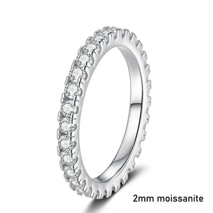 NeeTim D Color 2mm Full Moissanite Diamond Ring for Women Sterling Silver 925 with Gold Plated Wedding Bridal Band Rings Jewelry