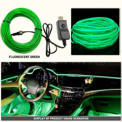 Car Interior EL Wire Neon Strips | Flexible LED Atmosphere Lamp