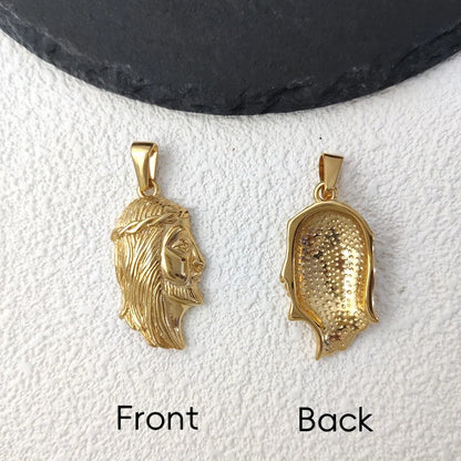 Hip - Hop Stainless Steel 18K Gold Plated Jesus Head Pendant Necklace Waterproof Jewelry For Ideal Men's Gift