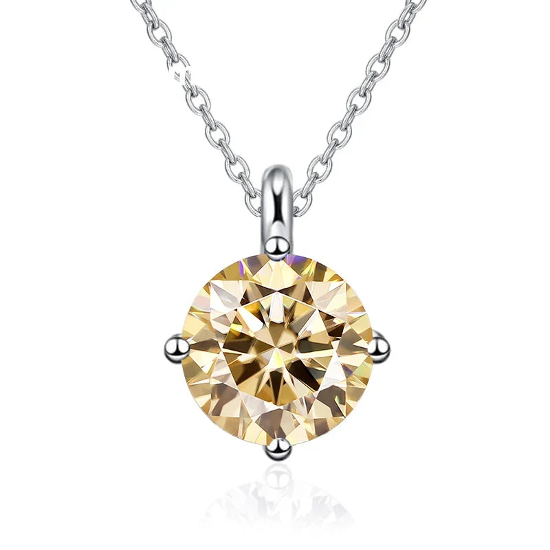 NeeTim 1CT 2CT Real Moissanite Pendant Necklace For Women Top Quality 925 Sterling Silver Wedding Party Bridal Luxury Jewelry