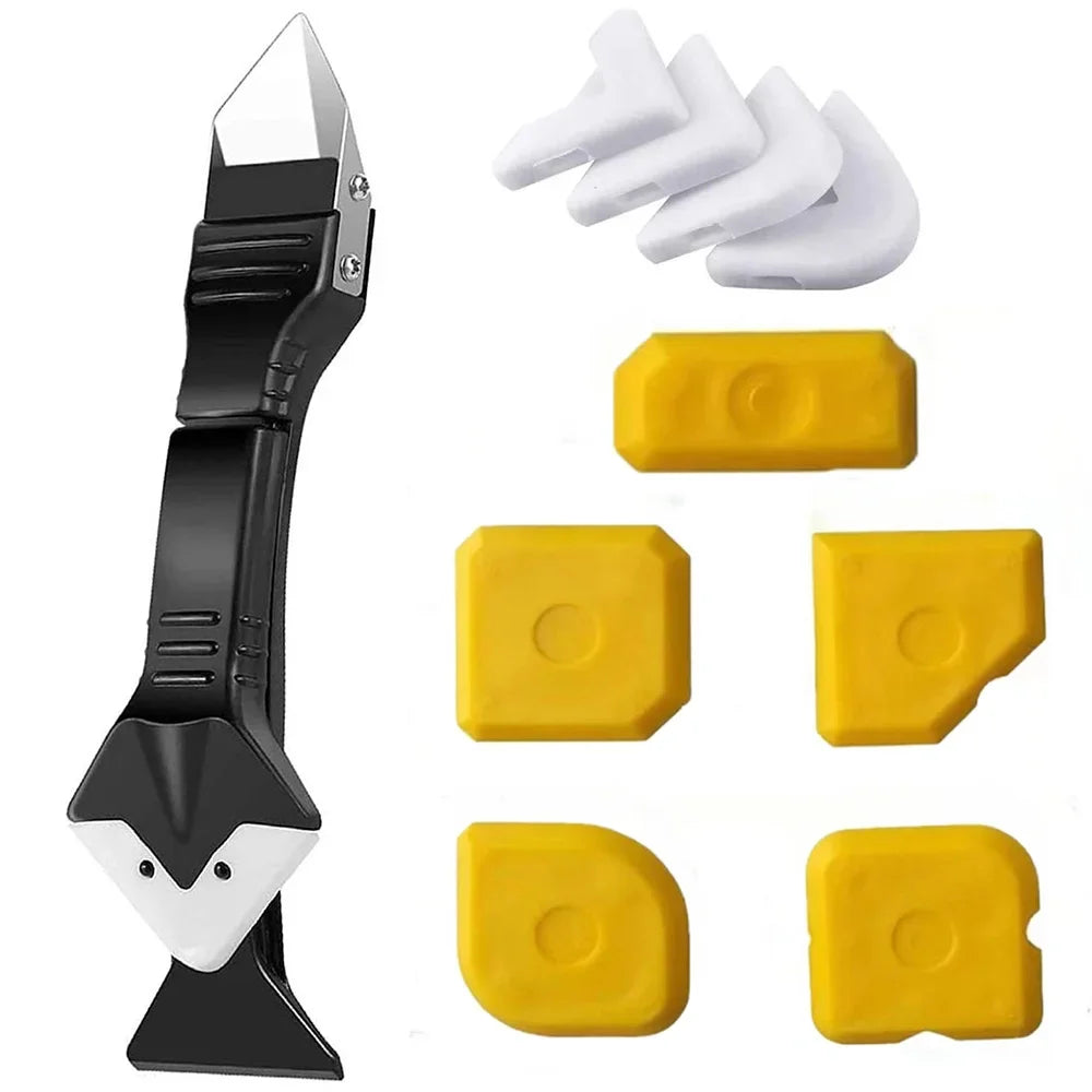 5in1 Silicone Scraper Squeegee Glue Remover Tool Kit | Multifunctional Caulking & Grout Tool Set