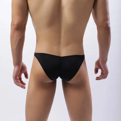 Wrinkle Large Size Briefs High Elastic Ice Silk Man Underwear