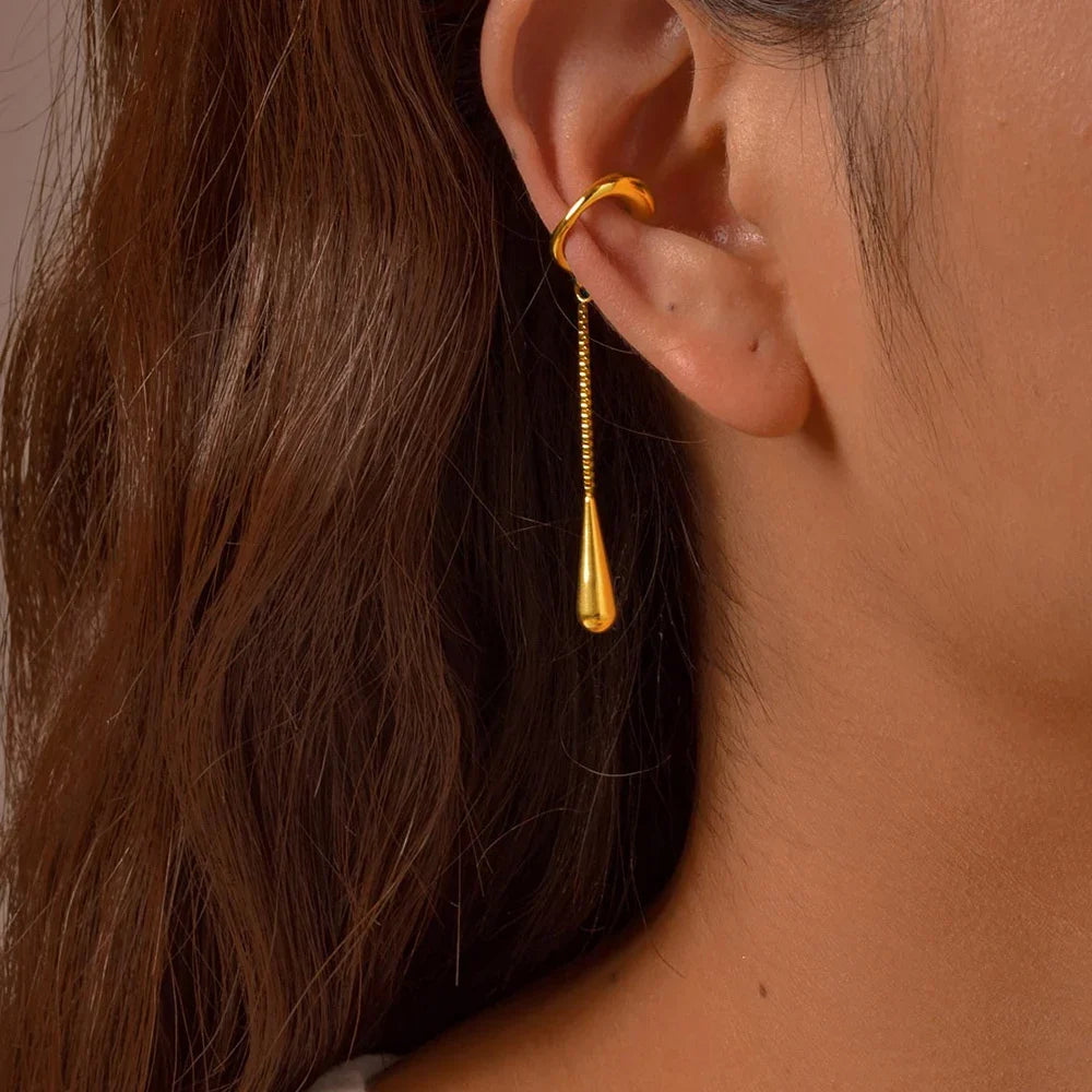 Thick Ear Cuff Earrings, Non-piercing Clip On Cartilage Earrin Stainless Steel, Fake Helix Cartilage Jewelry For Women One Piece