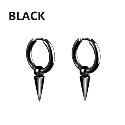 Vintage Punk Stainless Steel Stud Earrings for Men Women | 1 Pair Black Earrings Set
