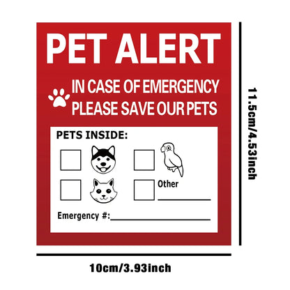 Pet Alert Stickers | Emergency Pet Rescue Window Decals (4 Pack)