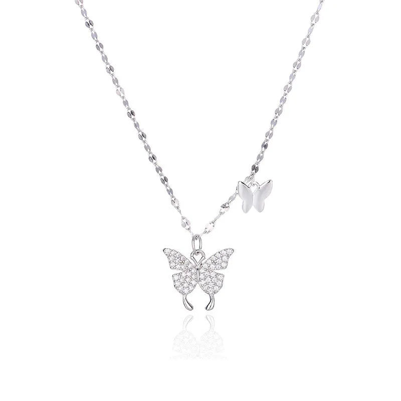 925Silver Butterfly necklace for women in summer, niche, versatile, exquisite, luxurious, high-end, collarbone chain