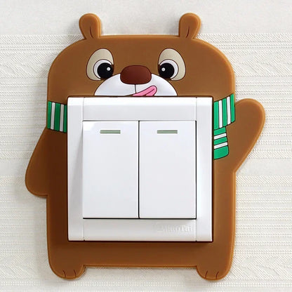 Luminous Silicone Switch Cover | Kawaii Cartoon Animal 3D Sticker for Kids Room