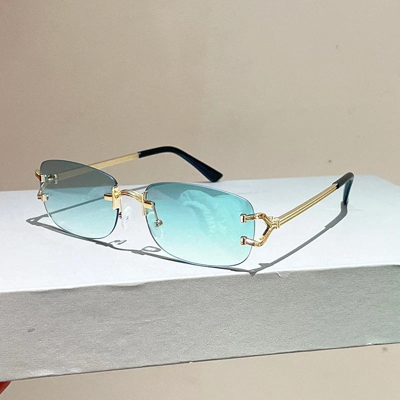 Rimless Square Sunglasses | Vintage Gradient UV400 Shades