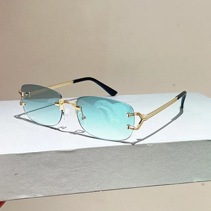 Rimless Square Sunglasses | Vintage Gradient UV400 Shades