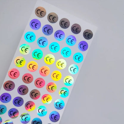 1cm Round CE Sticker | White, Silver, Holographic, Clear Base Circle Label 500pcs