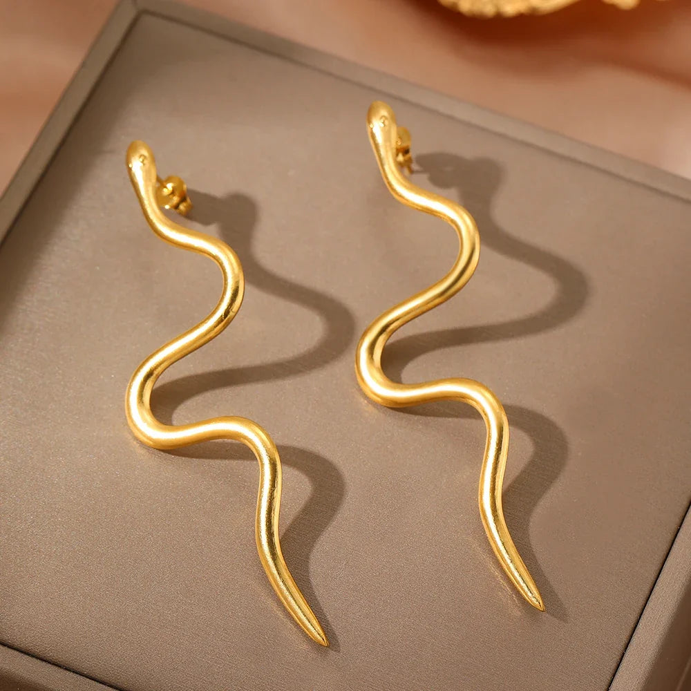 Stainless Steel Earrings Europe And The United States Design Snake Stud Fine Earrings For Women Jewelry Trending Products New in