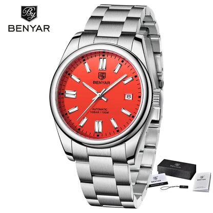 New BENYAR Luxury Automatic Watch 10ATM Waterproof Stainless Steel Men Mechanical Wristwatches Sports Diving Watch for Men