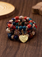 WG Bracelet Stackable Bead Bracelets Ladies Mens Stretch Multilayer Bracelet Set Multicolor Jewelry Earrings Bracelet Set