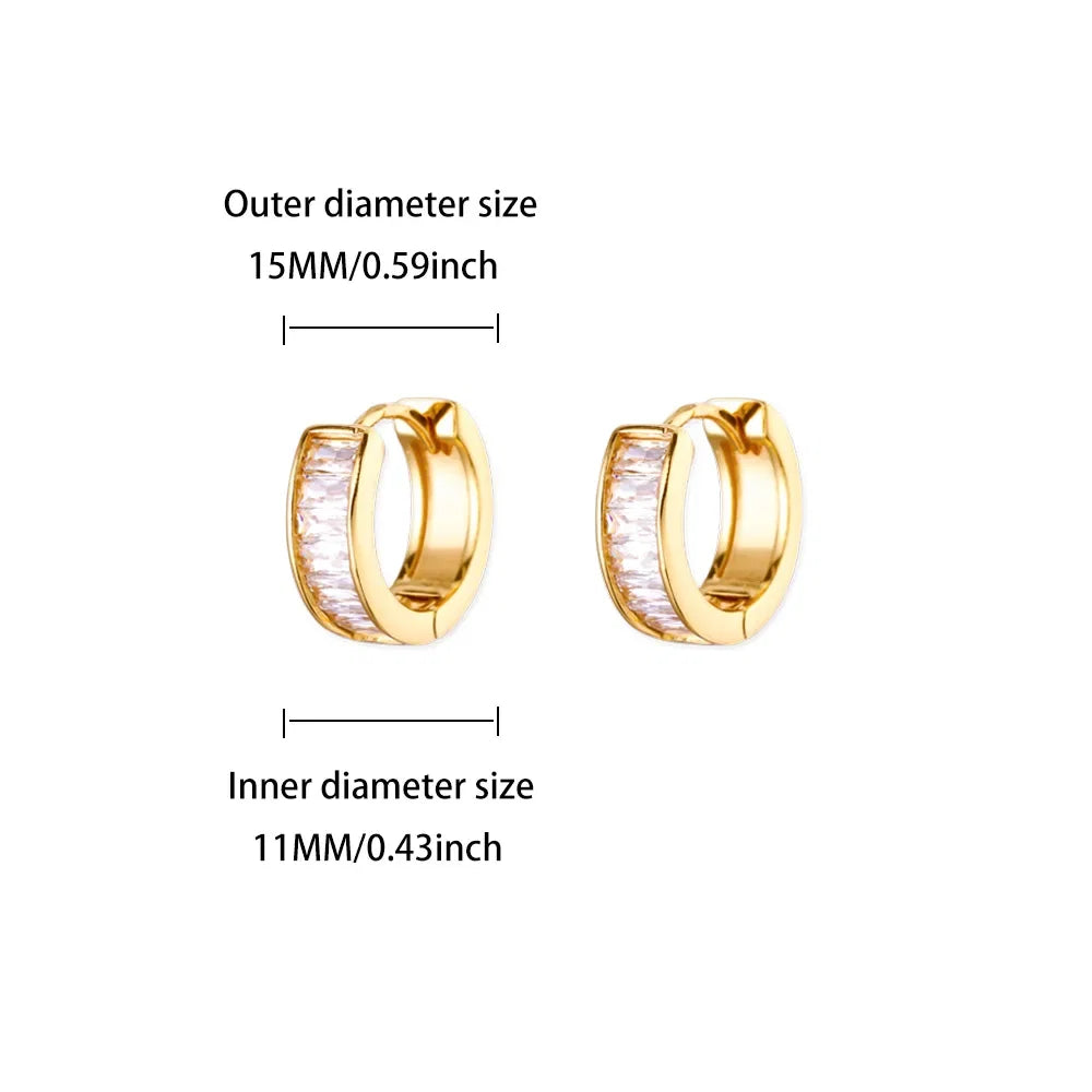 Cubic Zirconia Hoop Stud Earrings For Women Stainless Steel Gold Color Piercing Earring 2025 New Fashion Wedding Jewelry Gift