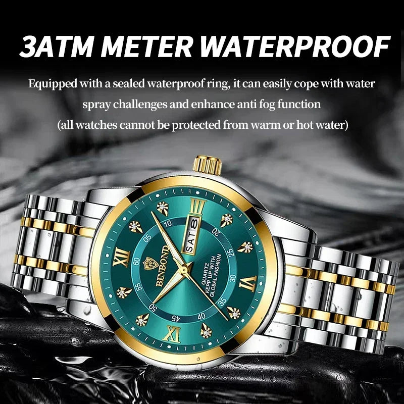 New Gifts Casual Business Diamond Clock Men Luxury Watch Automatic Watches Mens Fashion Quartz Wristwatches Gold Reloj Hombre