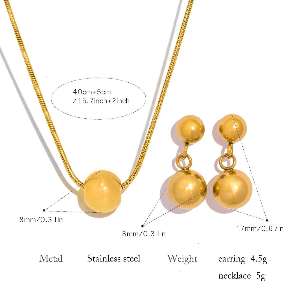 Minimalist Round Bead Necklace | Stainless Steel Handmade Chain for Women