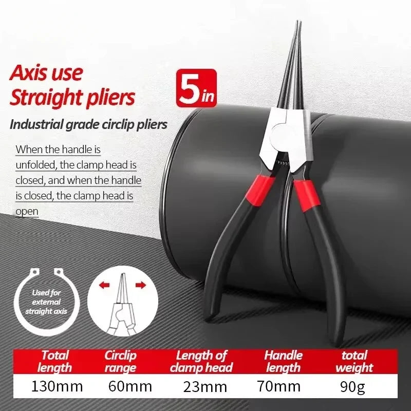 5-In Circlip Pliers | Dual-Purpose Retaining Ring Pliers for Internal and External Snap Rings