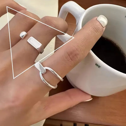 VENTFILLE 925 Sterling Silver Geometric Multilayer Round Bead Ring | Fashion Punk Temperament Jewelry